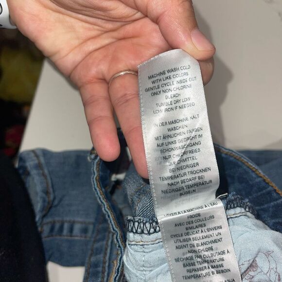 True Religion Dark Wash Distressed Kids Skinny Jeans - Size 6 - Picture 6 of 6